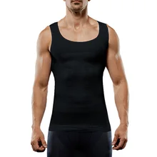 Мужская футболка без рукавов, облегающая живот, облегающий жилет, мужской спортивный жилет, облегающая фитнес-жилет, высокий эластичный корсет