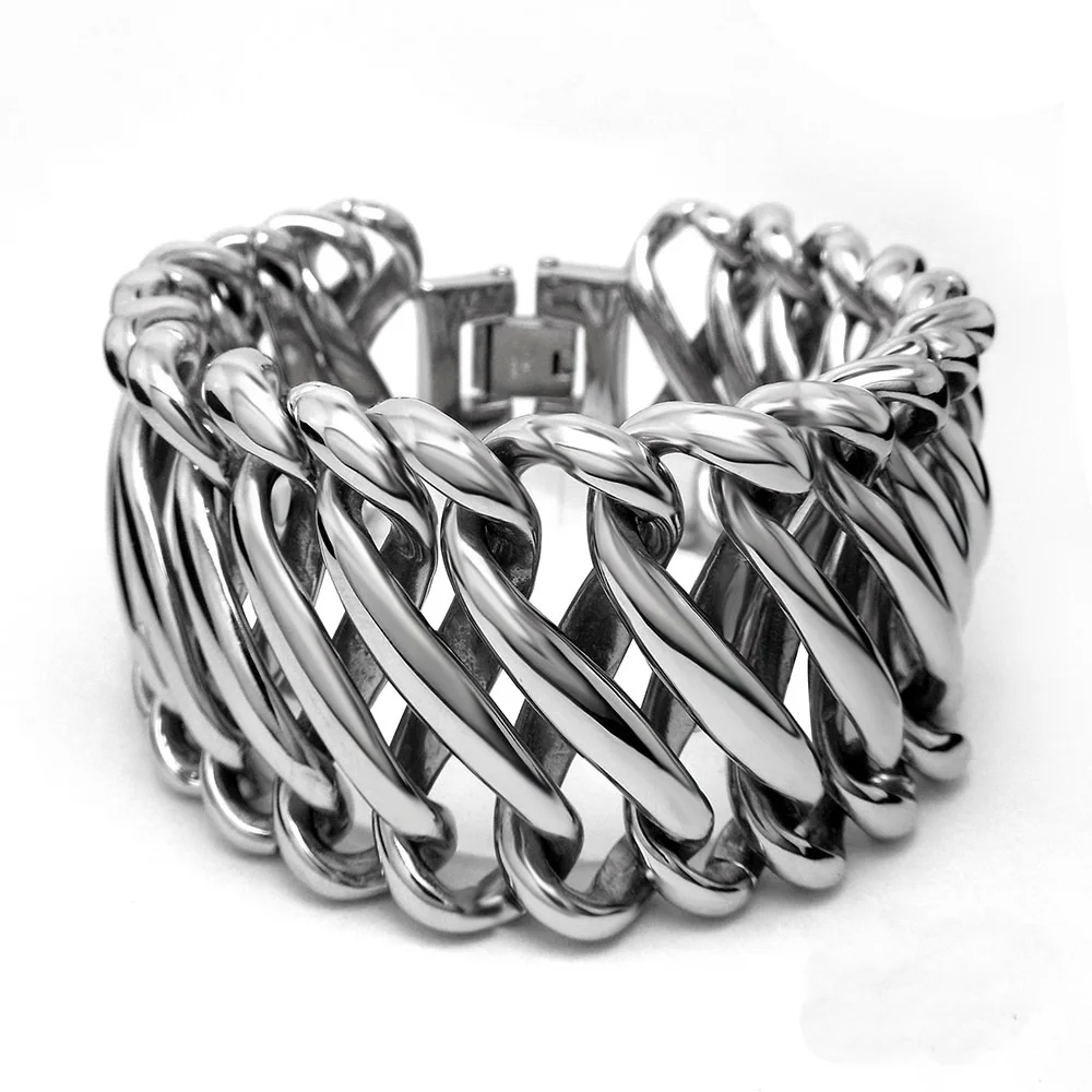 316L Stainless Steel Bracelet, 3.9mm Fashion Exaggerated Ultra Wide ...