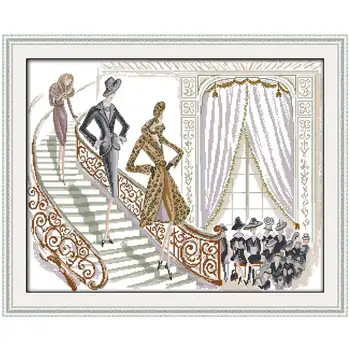 

Fashion show Patterns Counted Cross Stitch 11CT 14CT Cross Stitch Set Wholesale Cartoon Cross-stitch Kit Embroidery Needlework