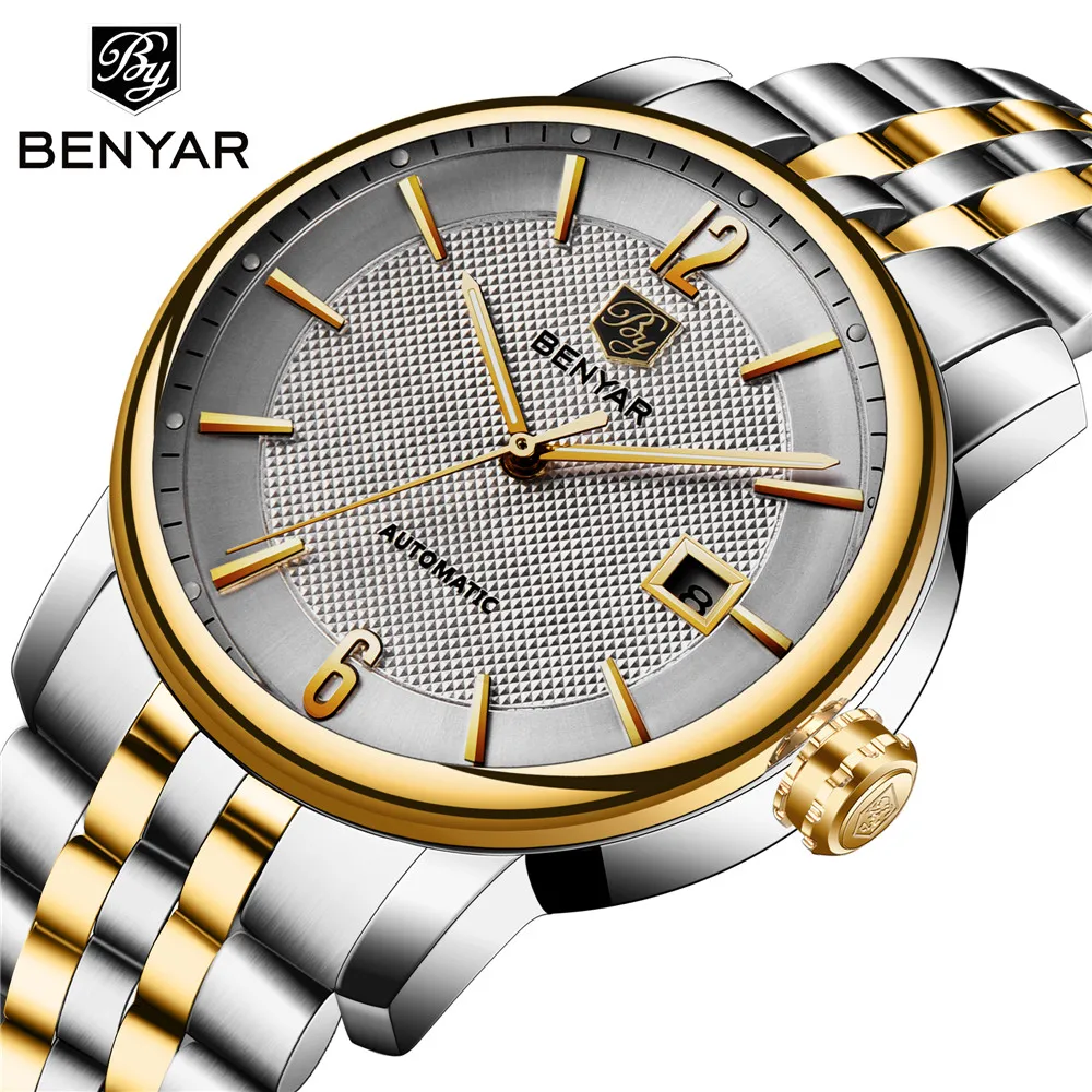 

BENYAR Fashion Men Watch Top Brand Luxury Mens Automatic Mechanic Watches Men's Simple Wristwatch Male Clock Relogio Masculino