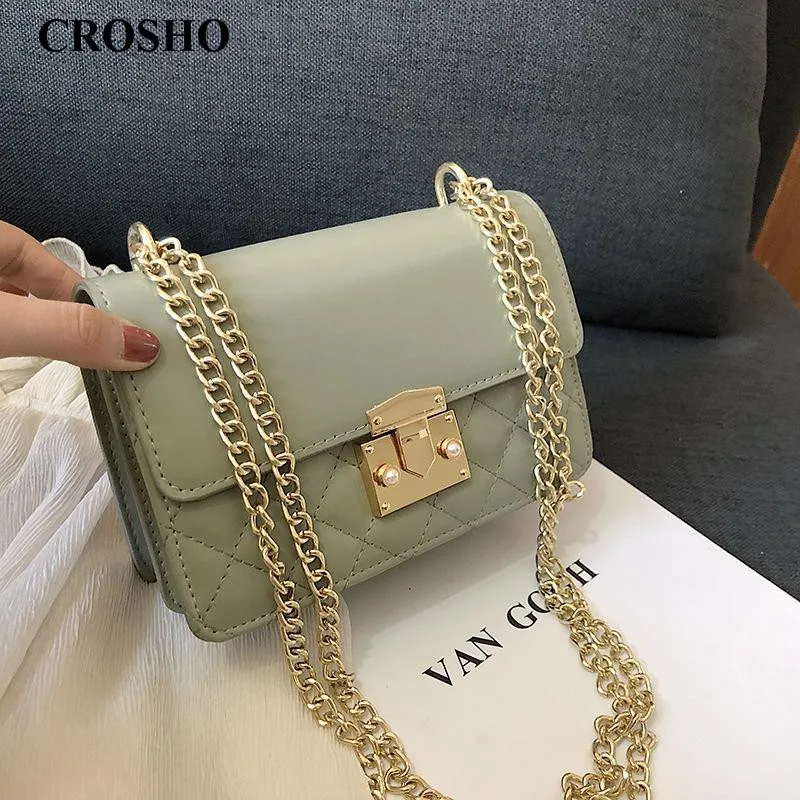 

CROSHO Small Square Bag Fashion Simple Leisure Atmosphere Chain Single Shoulder Cross Diamond Lattice