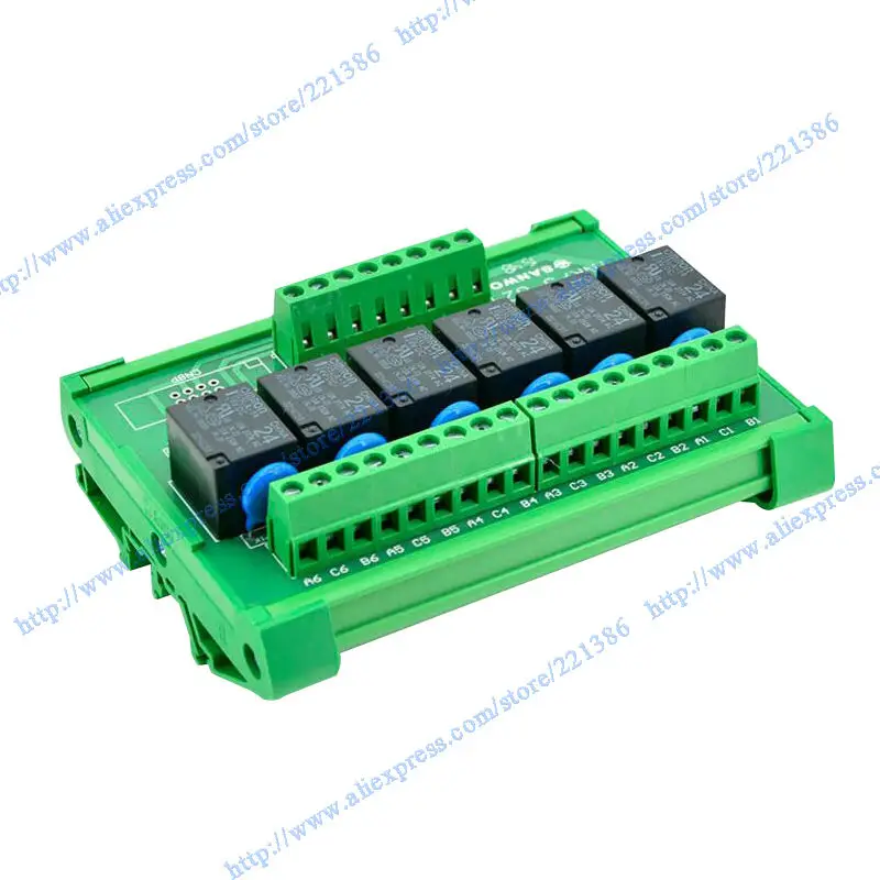 6 channel 12V 10A Omron relay module DIN Rail Mount 6 SPDT Power Relay