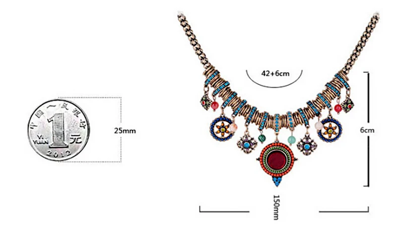 Богемное этническое ожерелье, Женские Подвески с камнем, богемное ожерелье, женский свитер, винтажное ожерелье с подвеской, модное ювелирное изделие