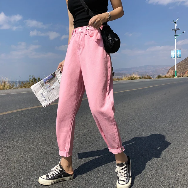 US $17.17 GUUZYUVIZ Casual Jeans Woman High Waist Loose Denim Harem Pants Mujer Plus Size Chic Jeans For Wome