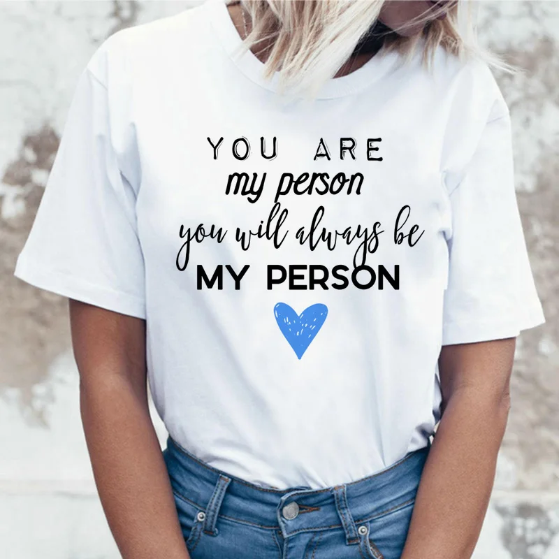 Футболка женская в Корейском стиле топ с надписью greys You Are My Person Харадзюку