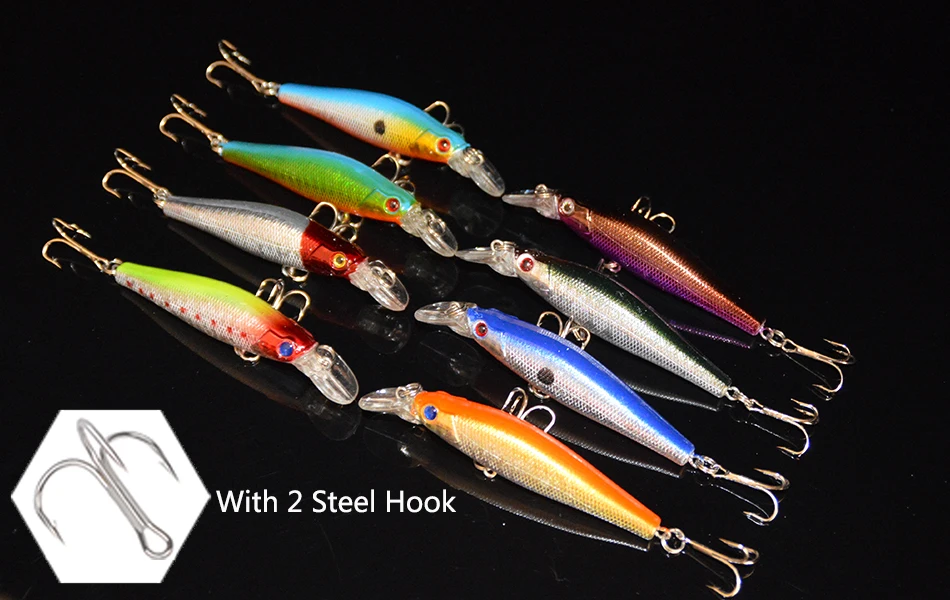 8PCS Minnow Wobblers Fishing Lure Wobbler Lures Hard Artificial Bait For Fish Tackle Carp Peche With Hooks Trolls Jerkbait Set (24)