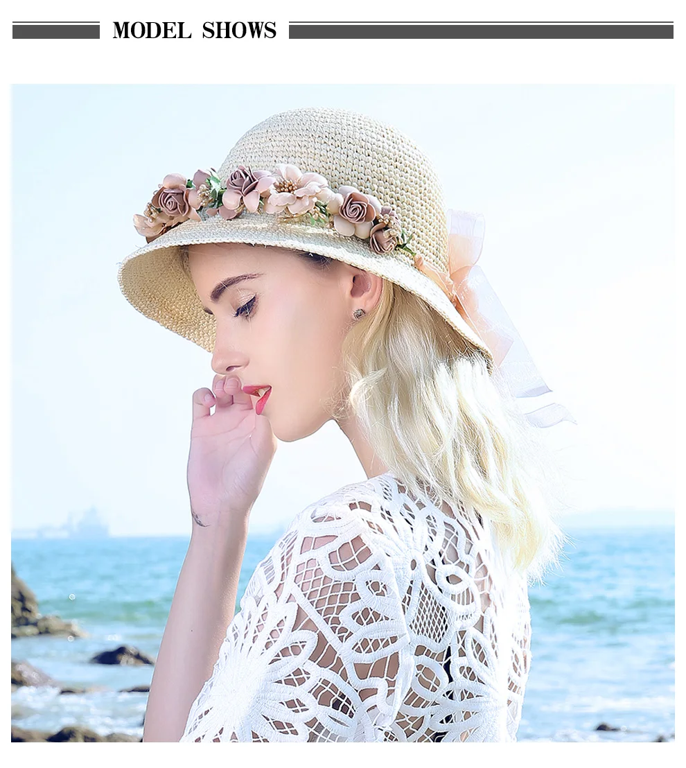 Sedancasesa летние шляпы от солнца, соломенная шляпа ручной работы с цветком, Женская гирлянда для шляпы, Соломенная пляжная шляпа от солнца для женщин и девочек SW105110A