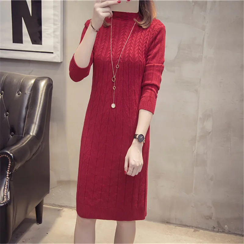 Goede 2018 Nieuwe Herfst Winter Warme Trui Jurk Vrouwen Sexy Slanke Bodycon Jurk Vrouwelijke Coltrui Lange Mouwen Gebreide Jurk Vestidos
