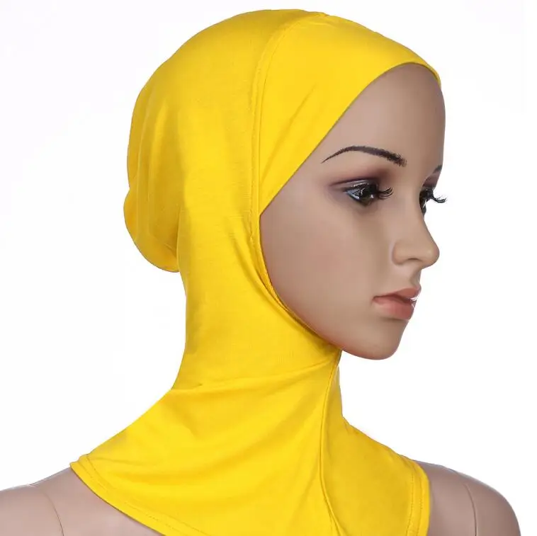 Multicolor Full Cover Soft Modal Muslim Hijab Shawls Swimming Cap Women's Swimming Suit Islamic Underscarf Bikinis Beachwear Cap - Цвет: yellow