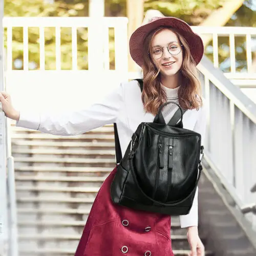 Women's Fashion PU-Leather Waterproof Travel Backpack Student School Bag New Women's Fashion PU-Leather Waterproof Travel Backpack Student School Bag New