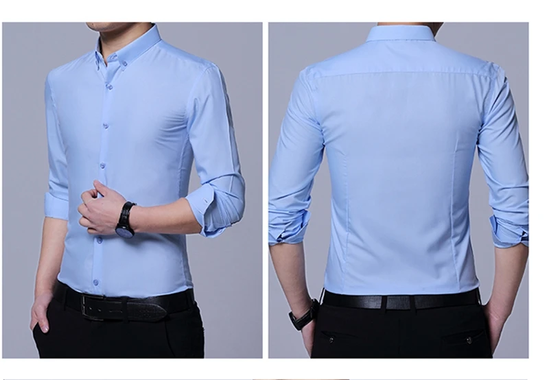 New Arrival Men Shirt Long Sleeve Button Down Printed Dress Shirts Cotton Casual Slim Fit Male Social Shirt Chemise Homme (24)