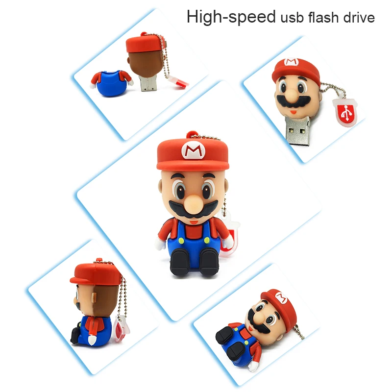 Usb 2,0 usb falsh drive 128 ГБ usb-диск 4 ГБ 8 ГБ 16 ГБ 64 ГБ флеш-накопитель Super Mario 32 Гб Флешка милый мультфильм