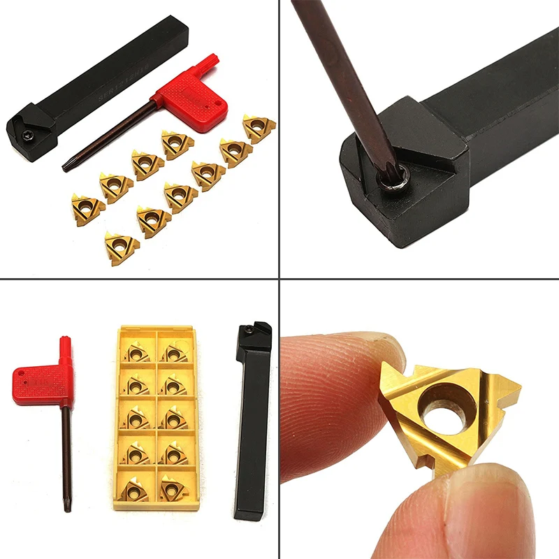 SER1212H16 CNC Boring Bar Tool Holder 10Pcs 16ER AG60 Turning Insert with Wrench for Lathe Turning Tools
