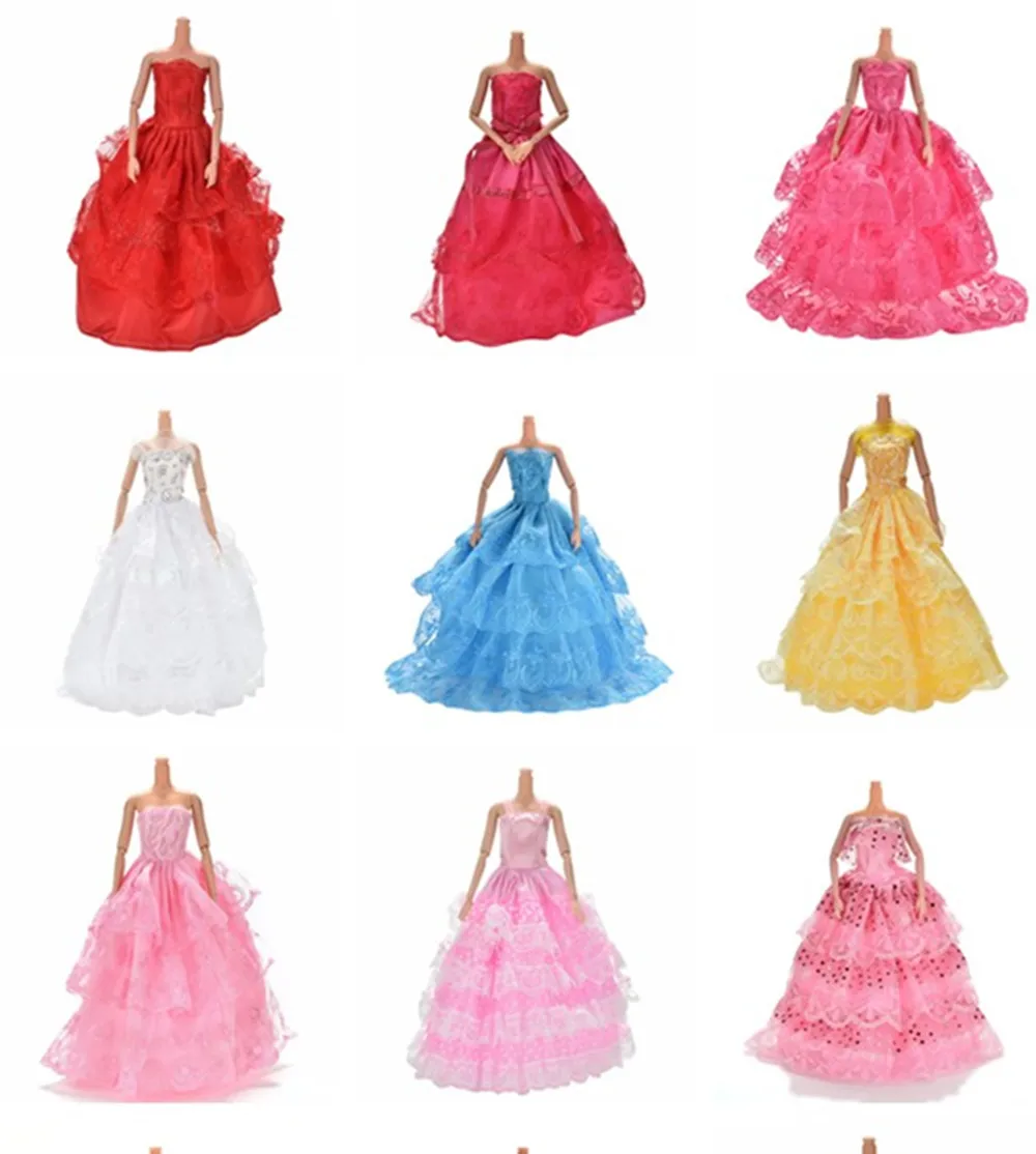 1 шт., роскошное платье с цветочным принтом, элегантное кружевное многослойное свадебное платье, аксессуары для кукол