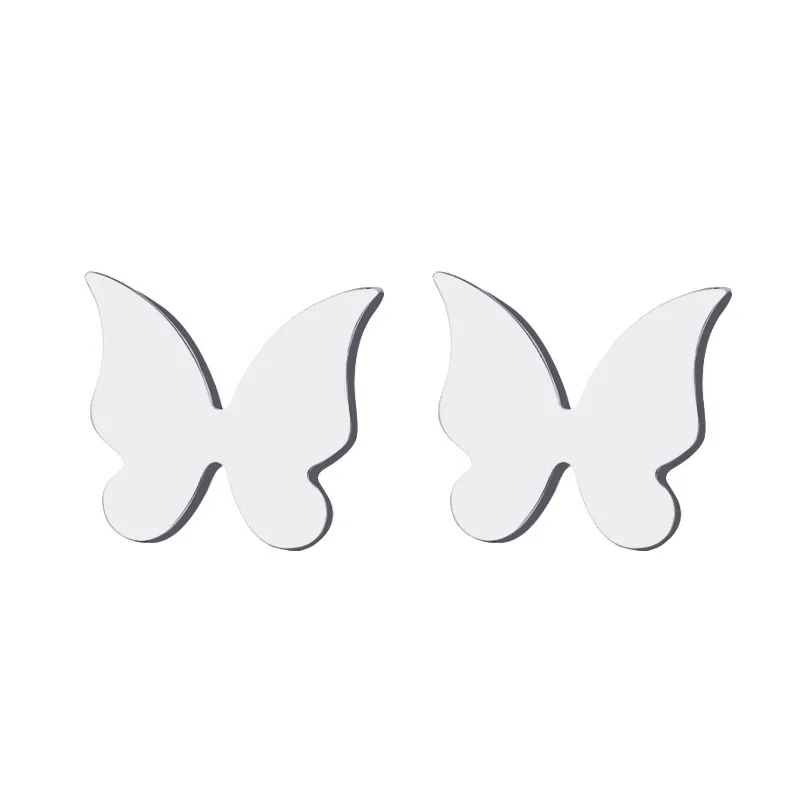 DOTIFI серьги-гвоздики из нержавеющей стали для женщин и мужчин, маленькие Летающие бабочки золотистого и серебристого цвета, ювелирные изделия для влюбленных на помолвку