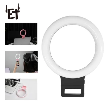 

ET LED Selfie Ring Light Big Clip for PC Laptop IOS Android Phone Universal Selfie Lamp Luminous Ring Clip for iPhone Samsung