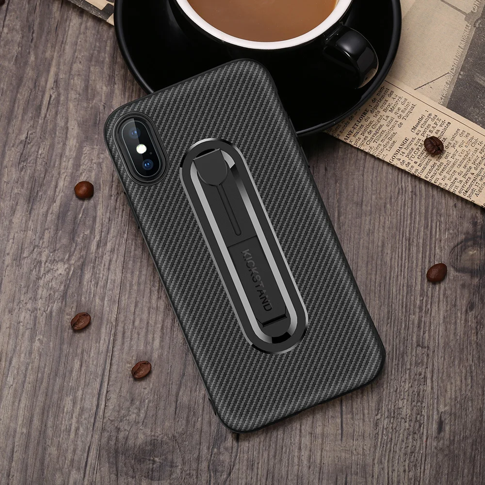 Luxury Carbon Fiber Ring Kickstand Phone Back Case For iPhone XS MAX XR X 8 7 6 6S Plus 5S SE Soft TPU Shockproof Stand Cover  (11)