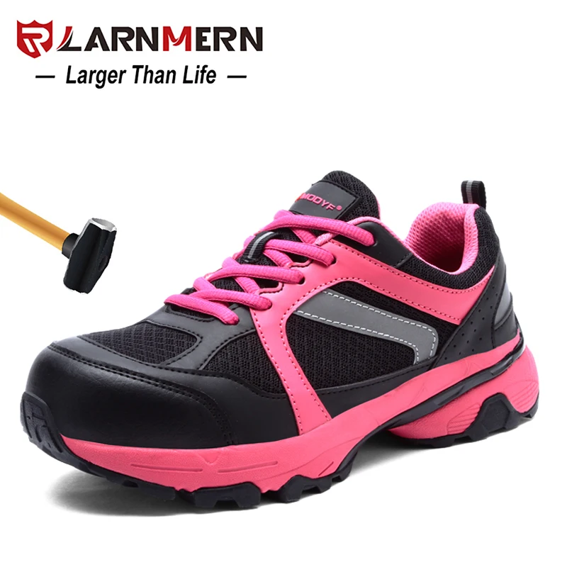 LARNMERN Women's Work Safety Shoes Steel Toe Breathable lightweight Anti smashing Anti puncture