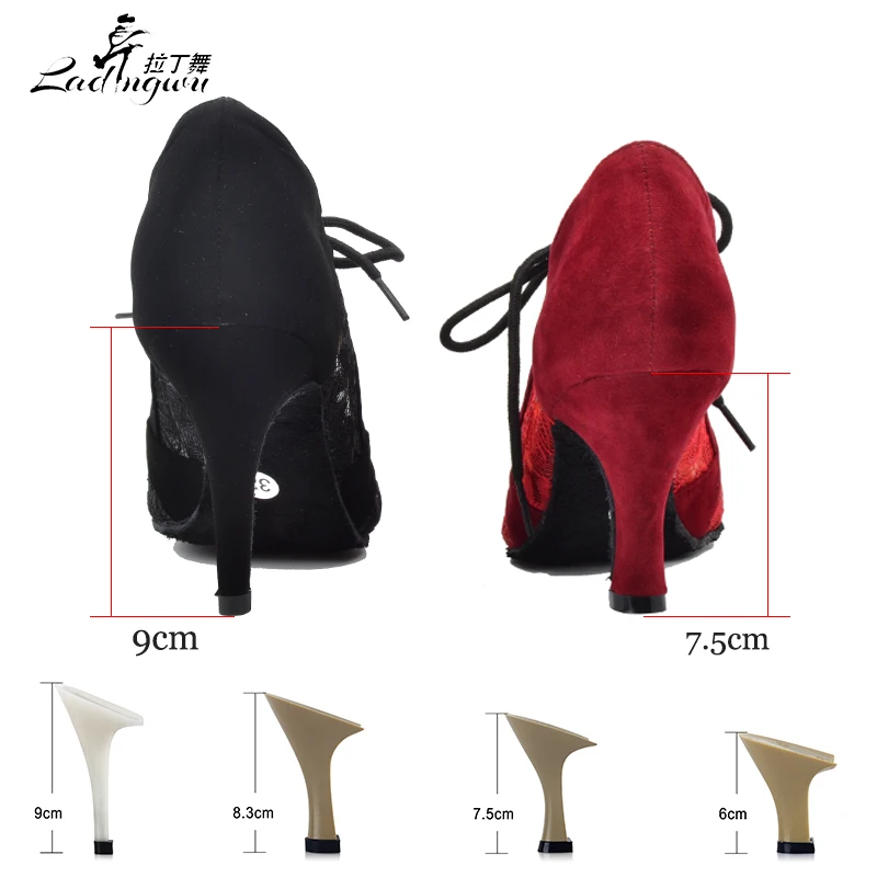 Ladingwu Women Lace Collocation Flannel Dancing Shoes Spring and Summer Latin Salsa Dance Sandals