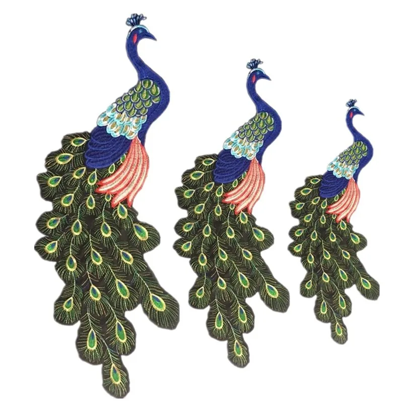 

Embroidered Peacock Applique Fashion Clothing Decorations DIY Sew-On Clothing Patch Bags Dress Accessories