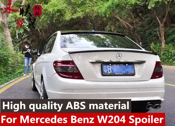

For Benz W204 Spoiler 4-Door Sedan C63 C180 C200 C260 ABS Plastic Tail Wing painted Primer Color for W204 2007-2013