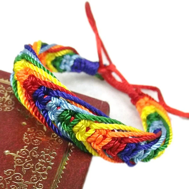 

New Fashion Classic Charm Gifts Braid Rainbow Pride Bracelet Love Colorful Hand-woven Multicolored Rope Bracelet