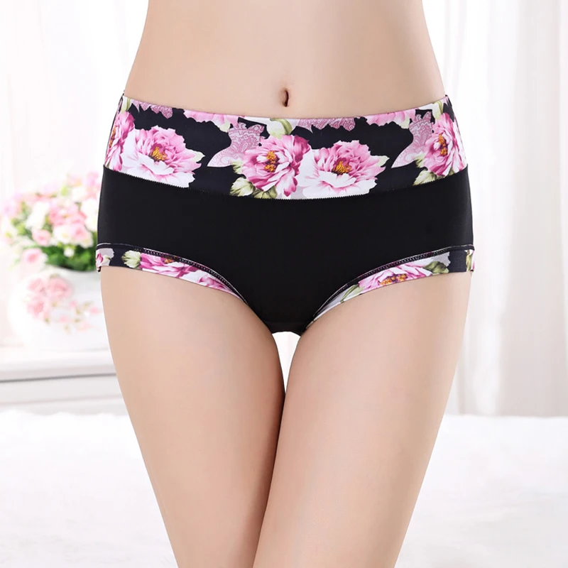 5pcs/Lot Hot Selling Top Quality Ladies Cotton Underwear Briefs Black Sexy Print Love Sexy Lingerie Calcinhas Briefs Panties