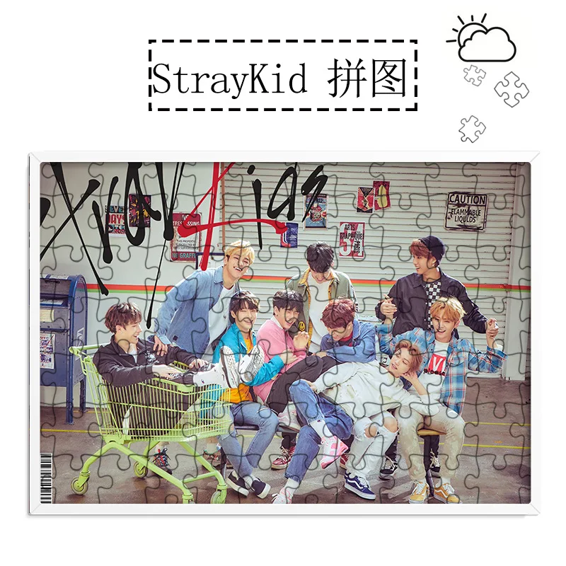 

[MYKPOP]STRAY KIDS Puzzles 120pcs With a Photo Frame Desk Decoration KPOP Fans Collection SA18080705