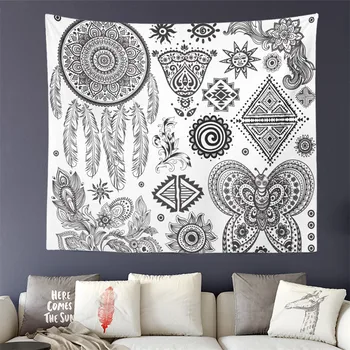 

Bohemia Mandala Tapestry Butterfly Flowers Printed Wall Hanging Soft Polyester Wall Carpet Girls Yoga Mat Living Room Decor