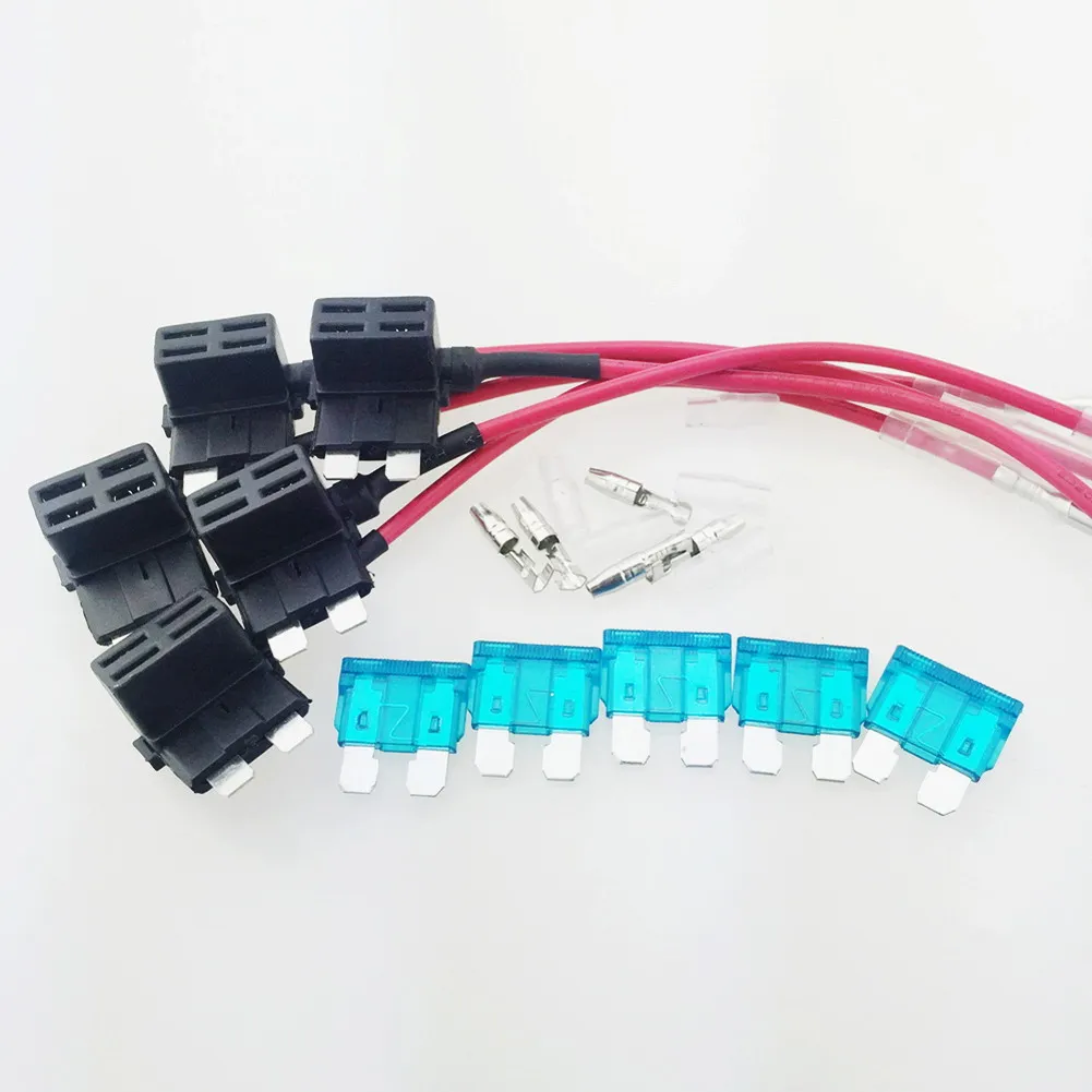 

5Pcs Universal 15A Add Circuit Medium Blade Fuse Boxes Holder Fuse Adapter Tap Kit ACS ATO ATC Piggy Back