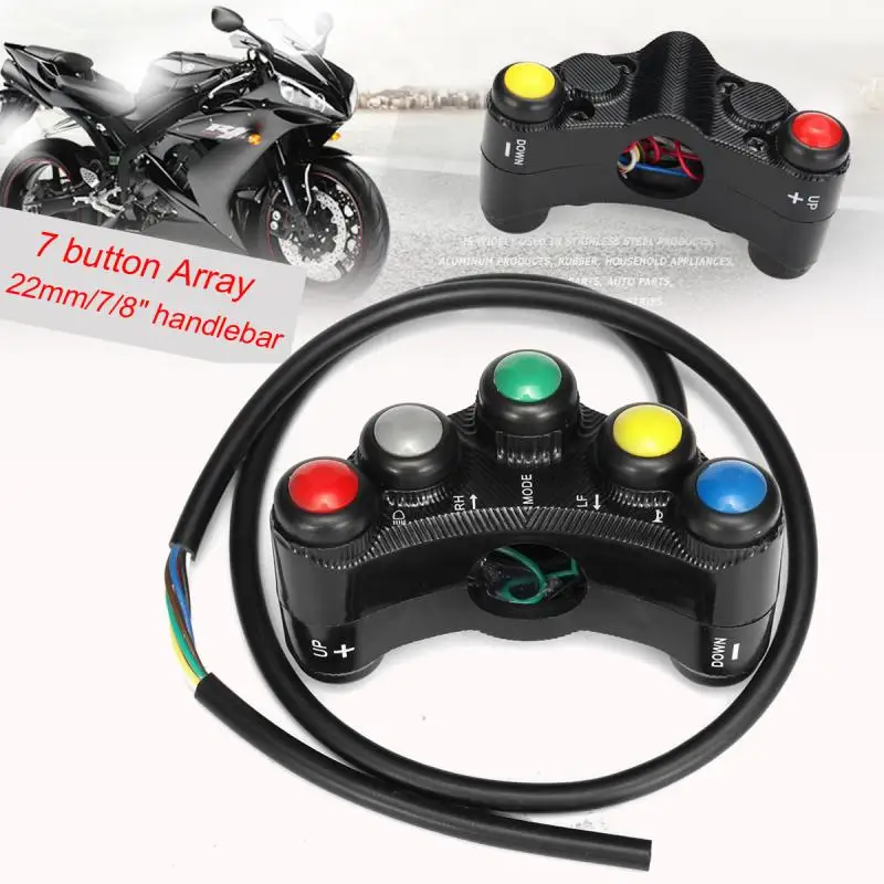 

Universal ABS Plastic Motorcycle Switch Button Handlebar Assembly Momentary Latching Light Switch 7 Button ATV 22mm 7/8