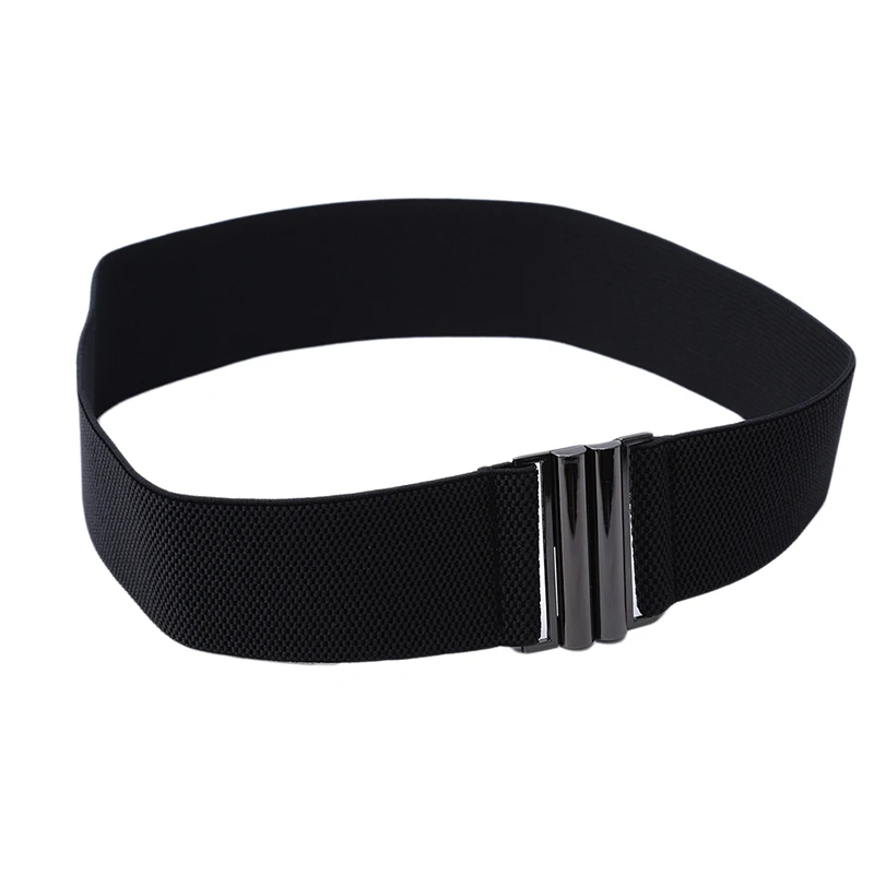 Black Elastic Band Belt Women Buckle Black Belt New Fashion Simple Down
