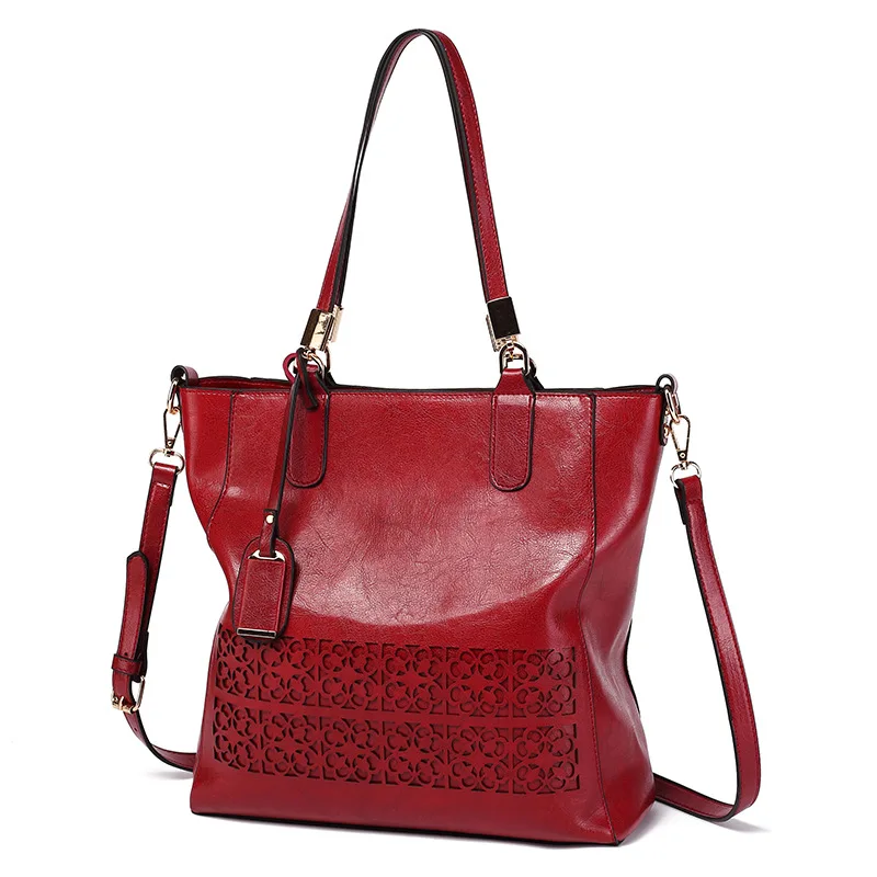 DIDA BEAR роскошные сумки женские сумки дизайнерские новые модные кожаные сумки Повседневная сумка-мессенджер большая открытая сумка на плечо - Цвет: Красный