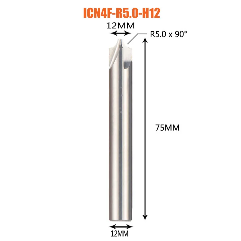 1 шт. фаски Фрезы 4-14 мм для снятия заусенцев твердосплавные концевые фрезы ЧПУ фрезы 90 градусов внутренний радиус инструменты для снятия фаски - Длина режущей кромки: ICN4F-R5.0-H12