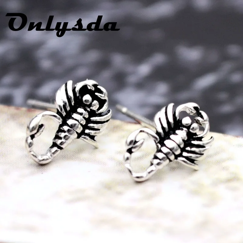 ONLYSDA новые модные панк S925silver 3D необычные животные Скорпион серьги гвоздики для