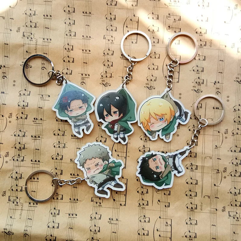 5pcs set Anime Keychain Attack on Titan Anime Figure Eren Jaeger Shingeki no Kyojin Sleeping VER