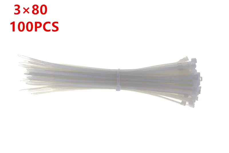 100 шт. 3X60/80/100/120/150/200 мм черный, белый цвет молочный кабель провод кабельные стяжки самоблокирующиеся Нейлоновые кабельные стяжки - Цвет: 3 x80   white