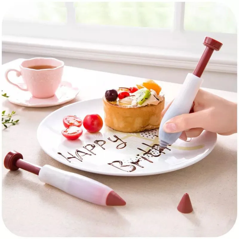 

Silicone Food Writing Pen Cookie Pastry Icing Decorating Syringe Cream Chocolate Plate Pen Cream Cup Pastry Nozzles Kitchen Tool