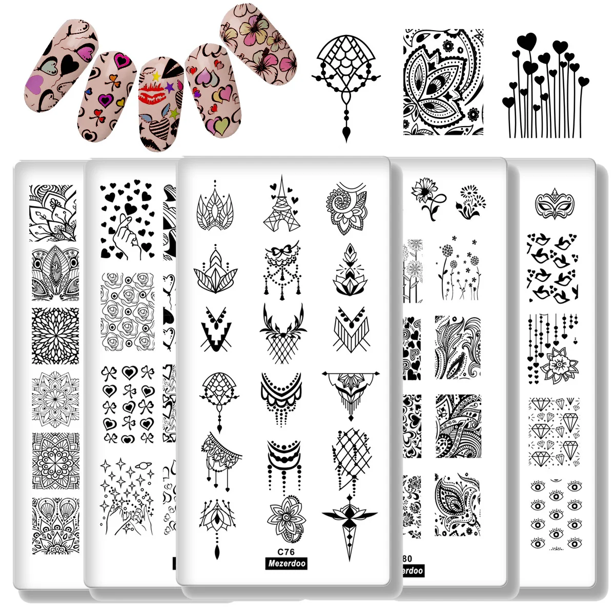 5pcs Nail Plate Set Nail Art Stamping Plates Collection Nails Stamp