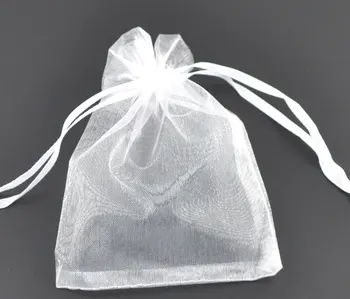 

Organza Organza Jewelry Bags Drawable Rectangle White 12cm x9cm(4 6/8" x3 4/8"), 4 PCs new