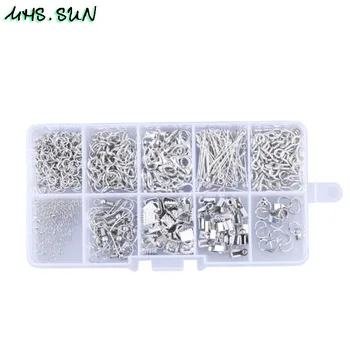 

MHS.SUN Mixed DIY Alloy Accessories Findings Kits Clasps Hooks/Pinch Clip/Open Ring/Clip/Crimp End Beads/Loster Clip Kits Box