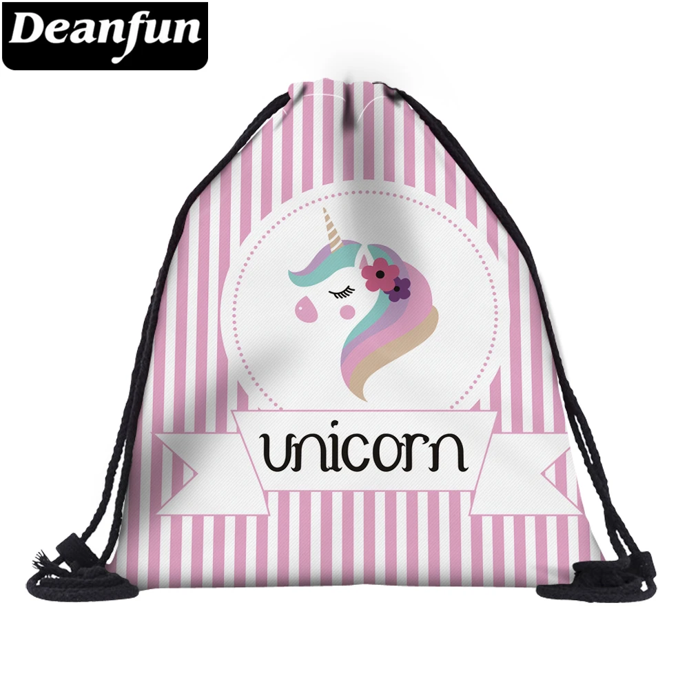 Deanfun 3D мешок с кулиской принтом полосатый Единорог девушки школьные сумки для