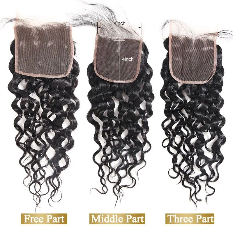 Funmi волосы малазийские волнистые пучки с закрытием 3 Связки с закрытием 4X4 дюймовые натуральные волосы пучки с закрытием часть
