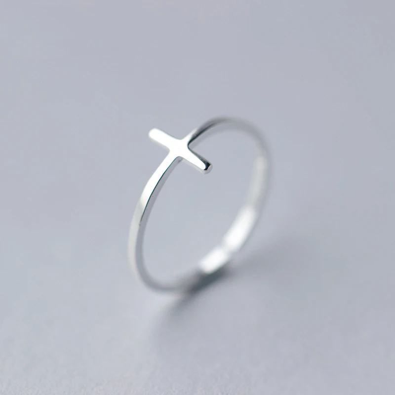 

Women's Authentic 100% 925 Sterling Silver Fashion Jewelry Cute Religious Cross Ring Open Adjustable Girls Kids Xmas Gift