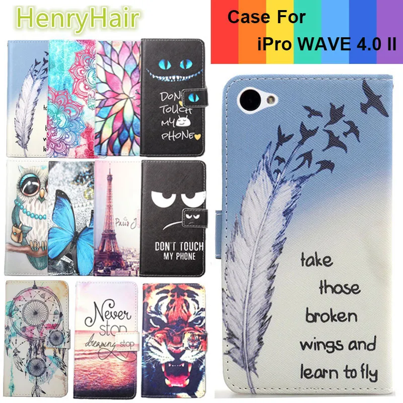

Top Selling 11 Colors Cartoon Painting PU Leather Magnetic clasp Wallet Cover For iPro WAVE 4.0 II Case