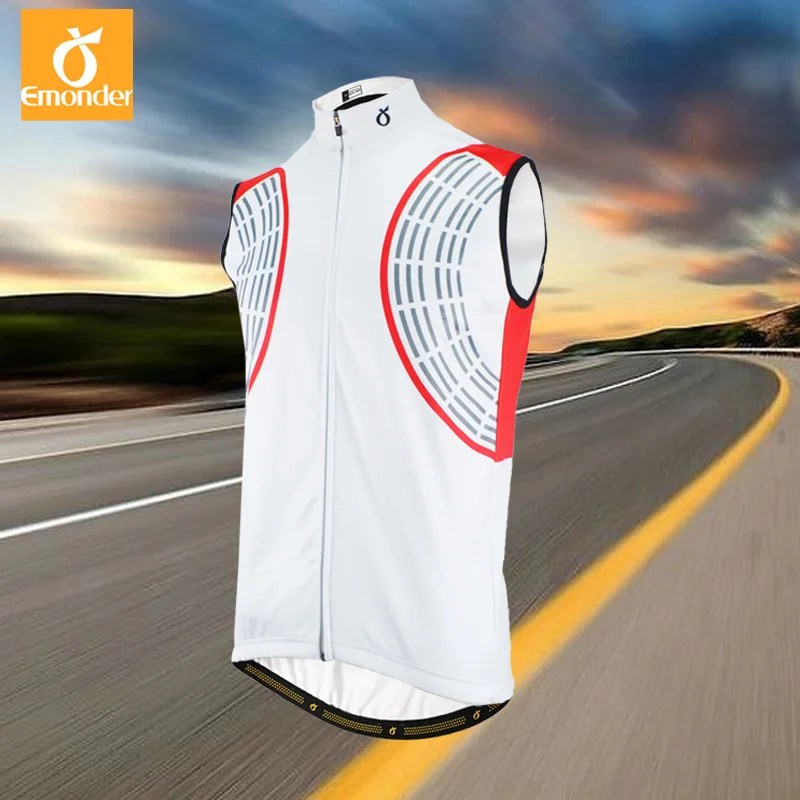 

EMONDER Men Cycling Vest Windproof Reflective Sleeveless Anti-sweat Quik Dry MTB Road Cycling Jackets Riding Jersey Ciclismo