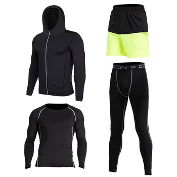 

2019 Survetement Homme 4pcs Men Suits Quick Dry Tracksuits Fitness Clothing homme survetement