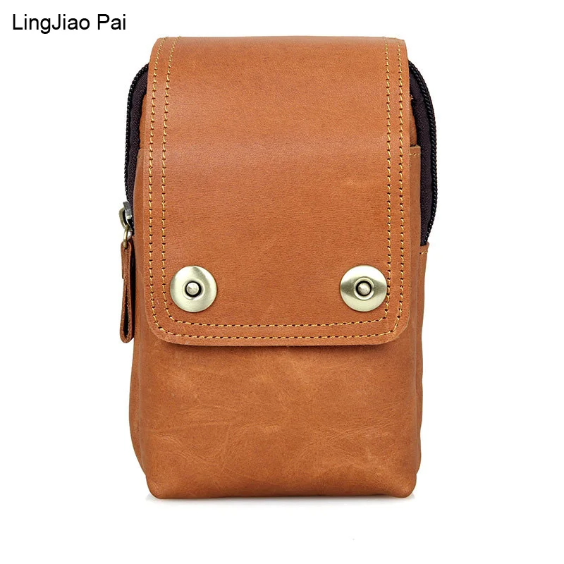 

LingJiao Pai Genuine Leather Men's Waist Packs New Designer Cowhide Casual Waist Pack High Quality Unisex Belt Waist Bag