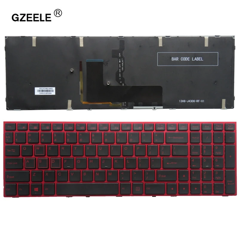 

GZEELE NEW US Laptop Keyboard FOR Clevo P650 P670RE3 P670RG P650RE3 P650RE6 P650RG red Keyboard US color Backlit English version