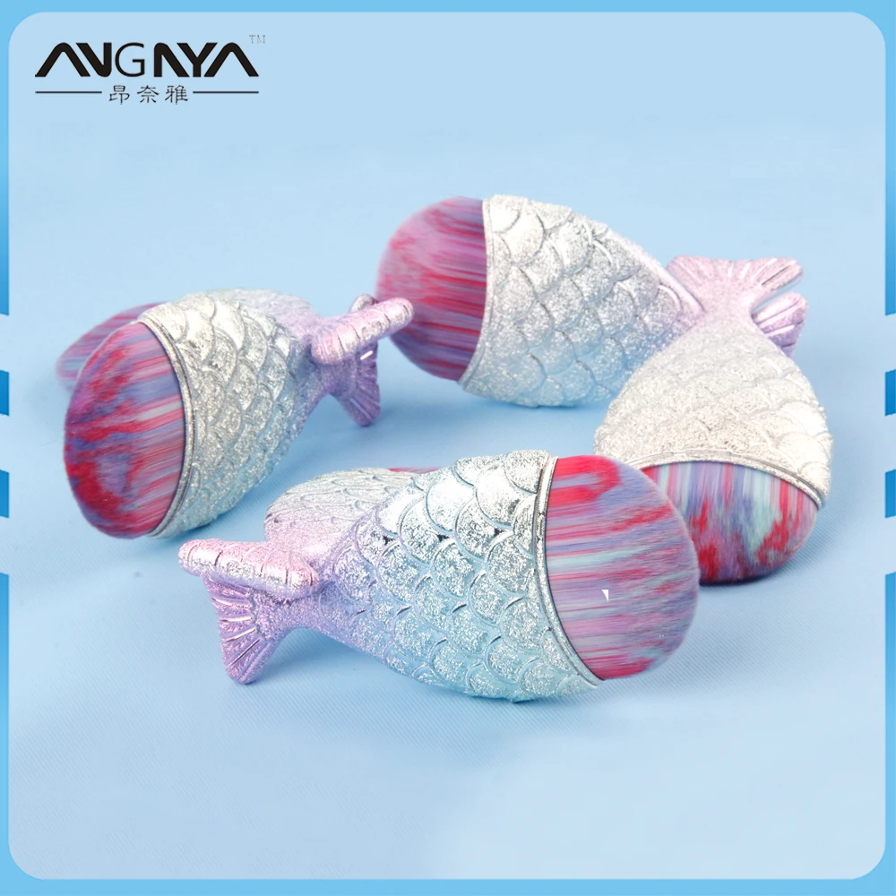 

ANGNYA 2017 Factory Personalised 5Pieces/Lot Colorful Cute Mermaid Makeup Tool Cosmetic Foundation Fish Powder Makeup Brush